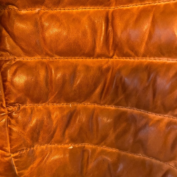 Men's Leather Puffer Jacket - Brown Buffalo Jackson - Picture 4 of 6